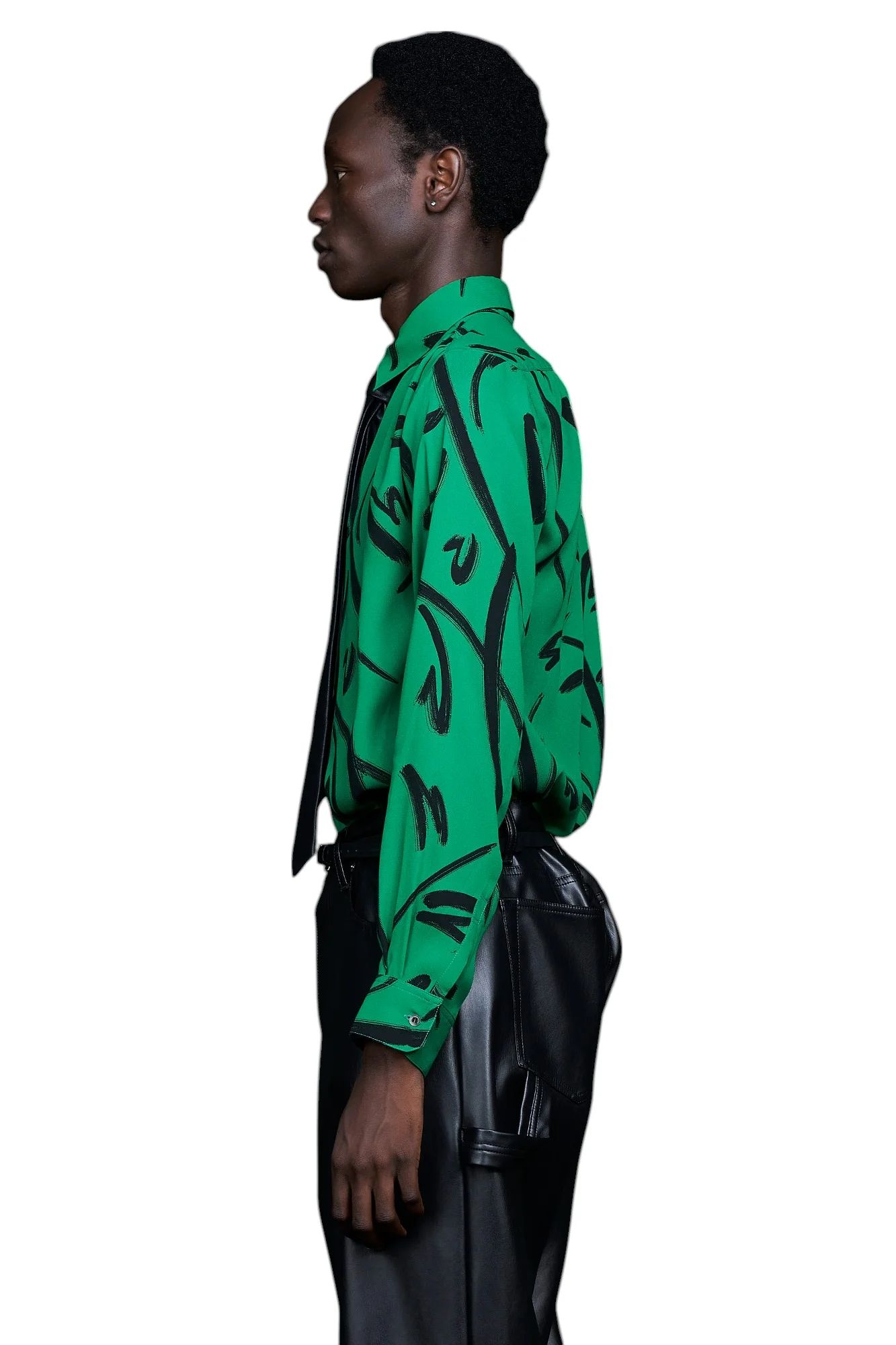 Hand paint Gather Regular Shirt GREEN