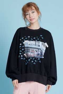 Luke Stephenson(ルーク・ステファンソン) × little sunny bite コラボ アイスクリーム プリント スウェット トレーナー ブラック