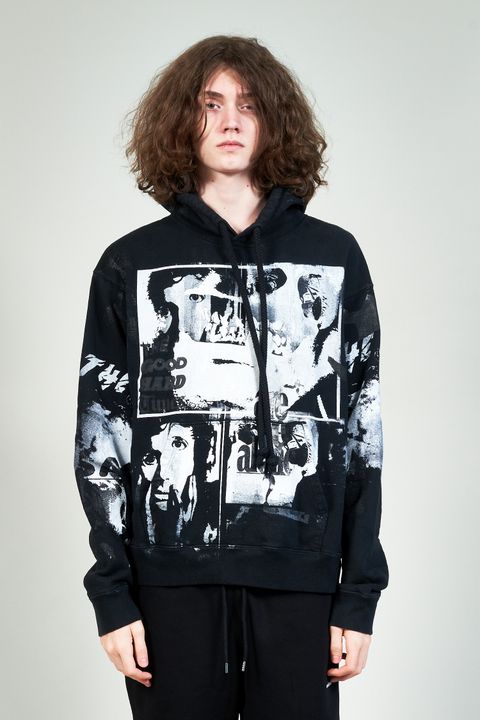 "TEST HOODY" グラフィックプリントパーカー ブラック (one and only)