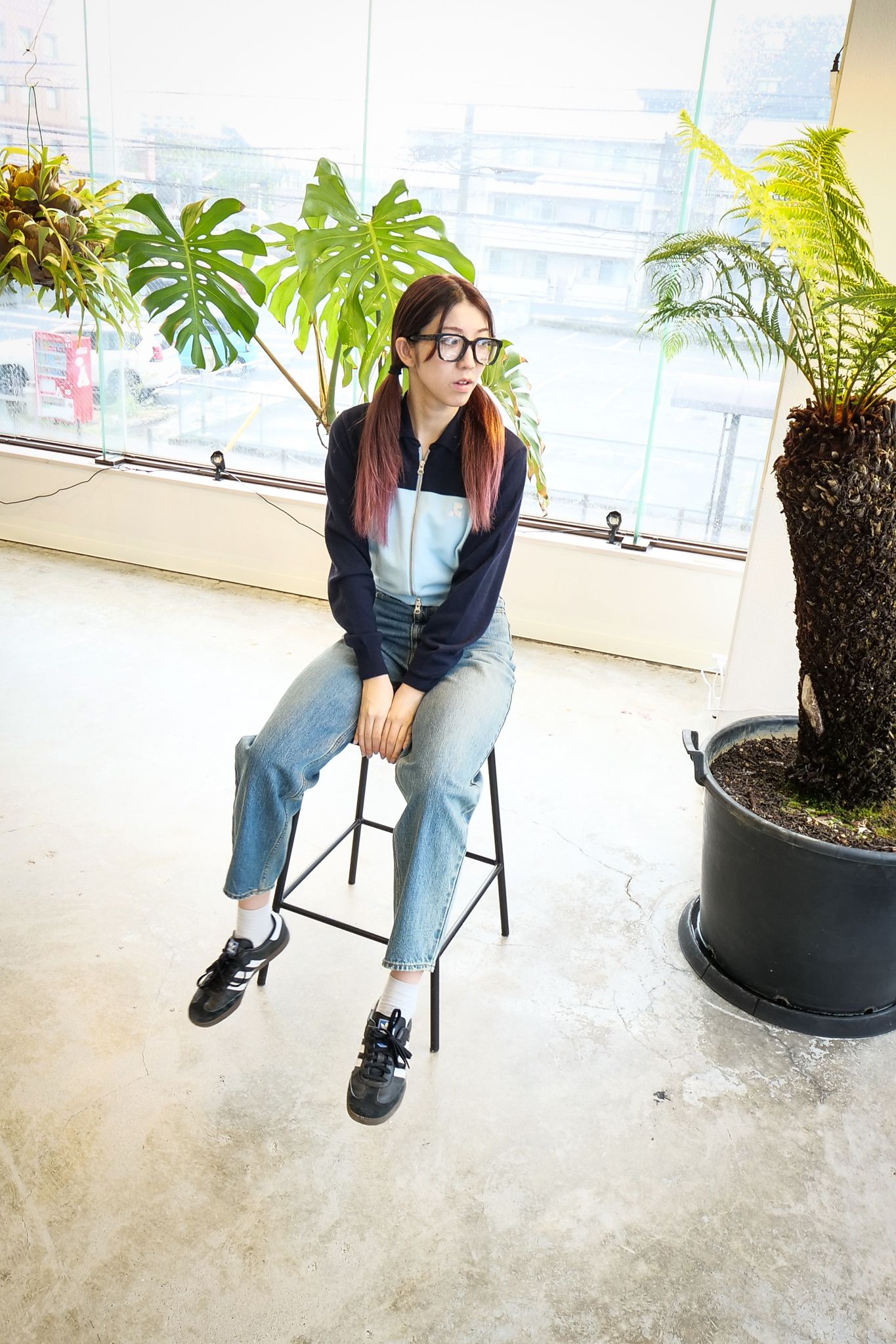 【REST&RECREATION】 2TONE ZIPUP CARDIGAN Blue & Beige