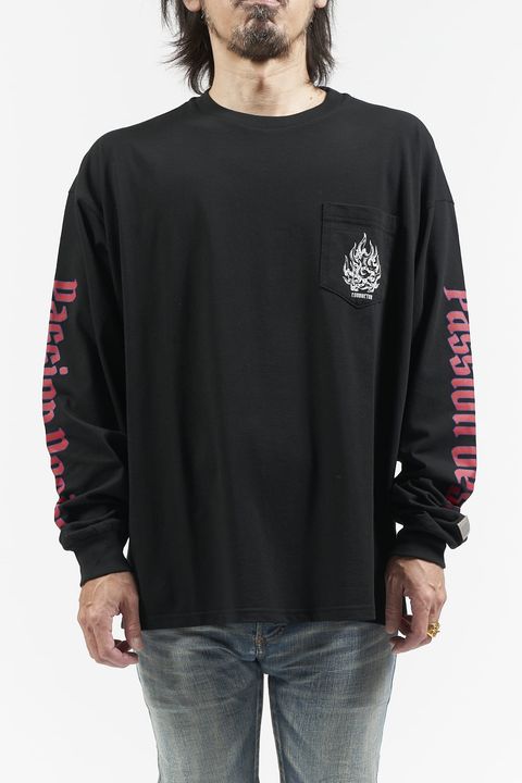 コットン L/S Tシャツ CHAIN ブラック