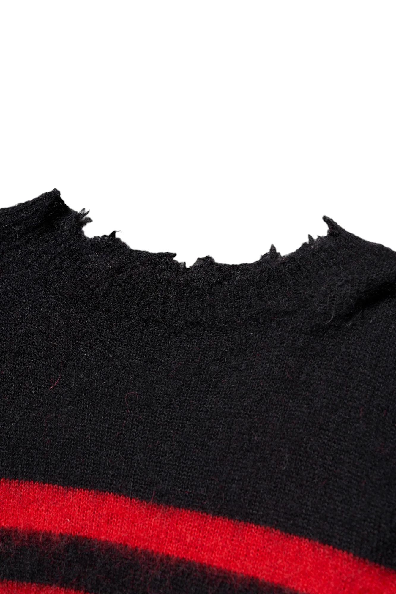 ランダム マリン ボーダーニット Random Marine Border Crashed Knit BLACKxRED