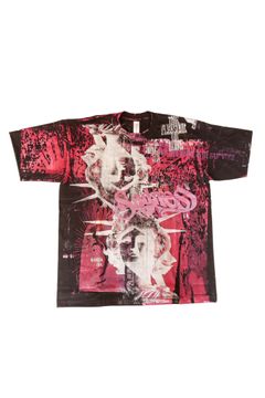 "TEST T" グラフィックプリント 半袖Tシャツ ブラック×レッド (one and only)