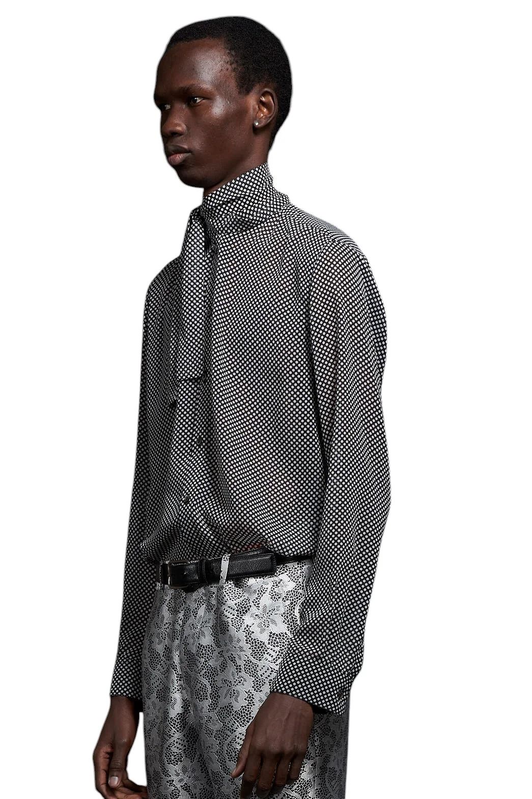 Over Dots tiny Ribbon Shirt オーバードットタイニーリボンシャツ