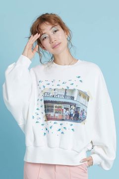 Luke Stephenson(ルーク・ステファンソン) × little sunny bite コラボ アイスクリーム プリント スウェット トレーナー ホワイト