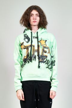 "TEST HOODY" グラフィックプリントパーカー ミントグリーン (one and only)