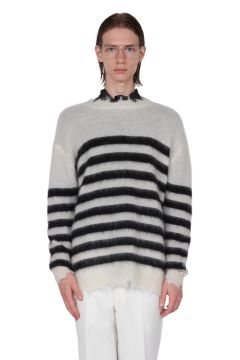 ランダム マリン ボーダーニット Random Marine Border Crashed Knit WHITE×BLACK
