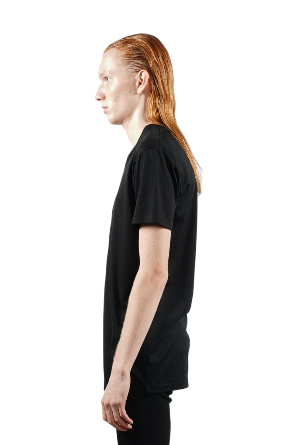 シルケットスムースVネックTシャツ BLACK
