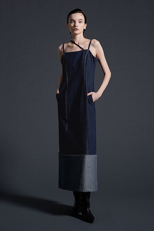ロールアップ デニム キャミワンピース INDIGO