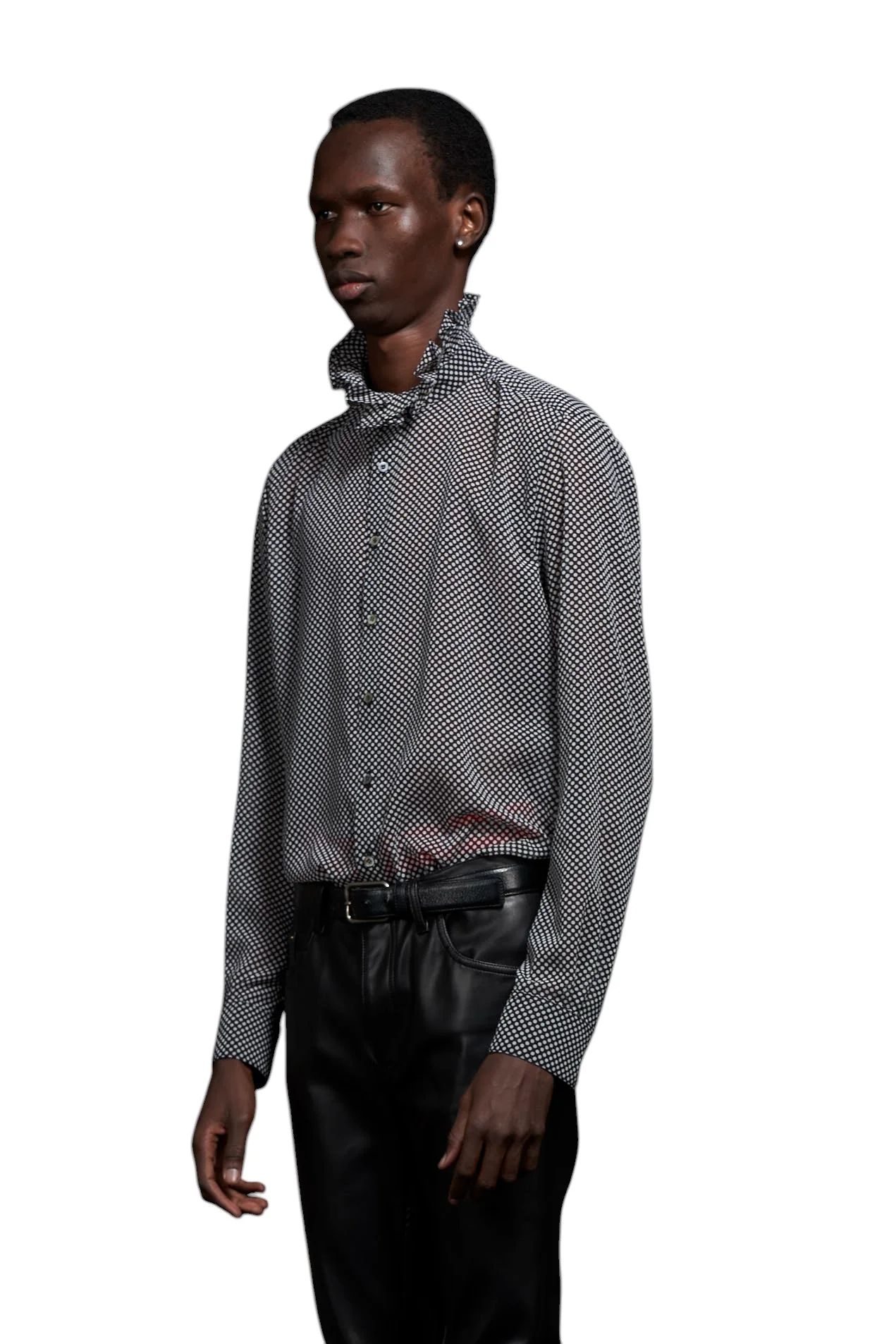 Over Dots Hi Neck Frill Shirt オーバードットネックフリルシャツ