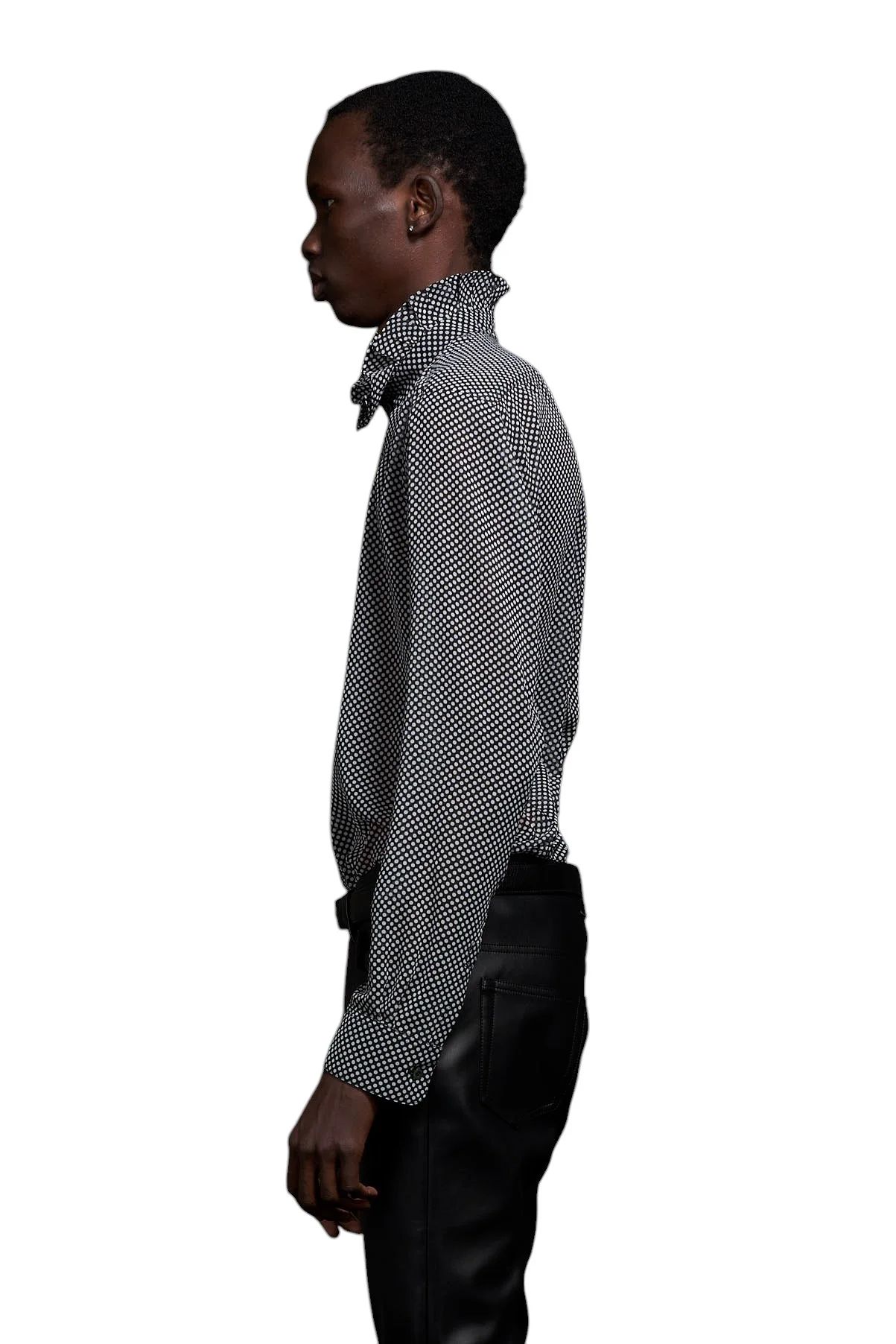 Over Dots Hi Neck Frill Shirt オーバードットネックフリルシャツ