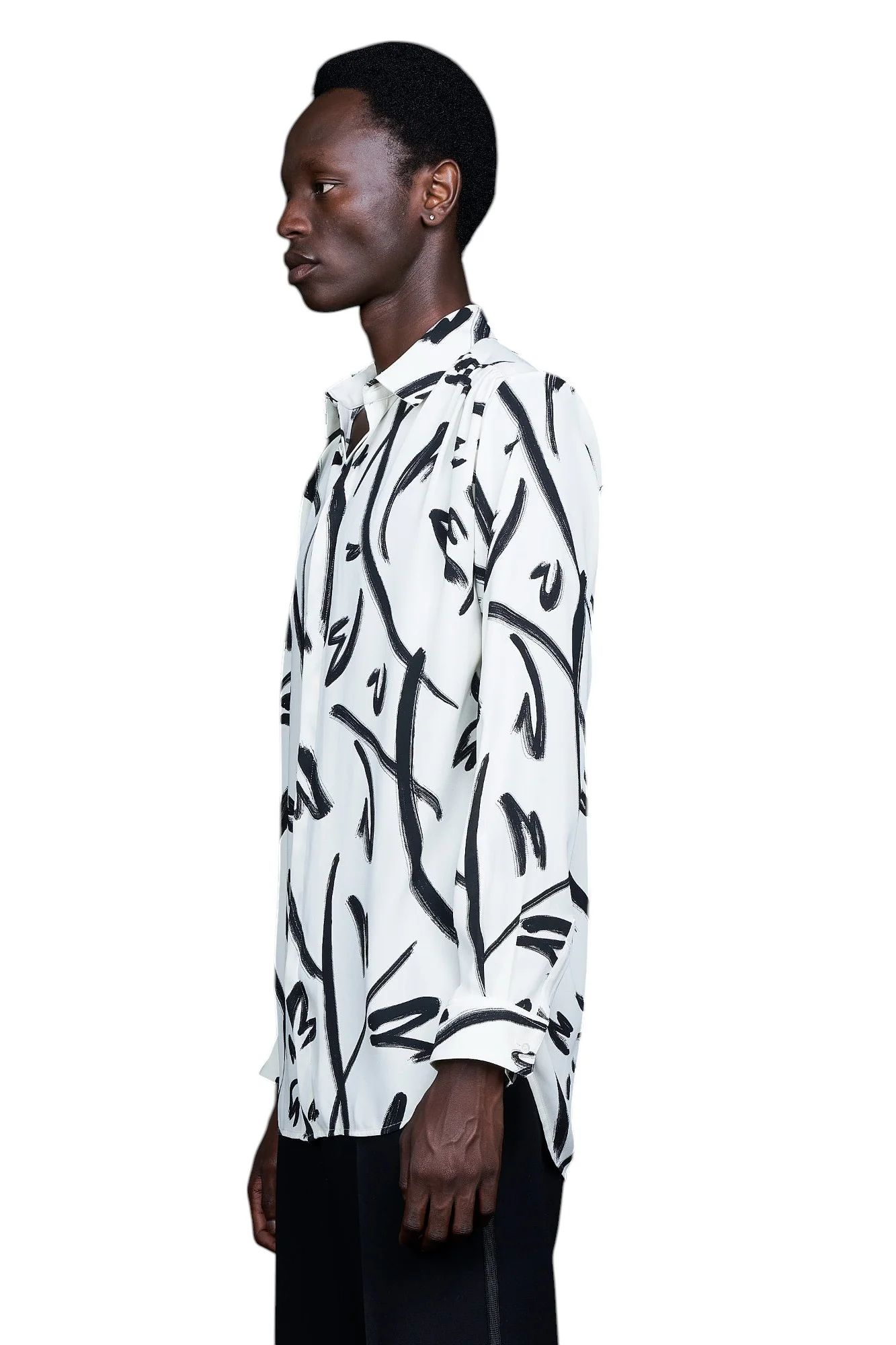Hand paint Gather Regular Shirt WHITE