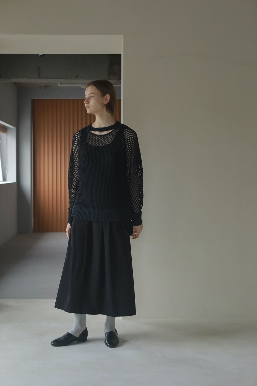 Mesh Knit Tops メッシュニット ブラック