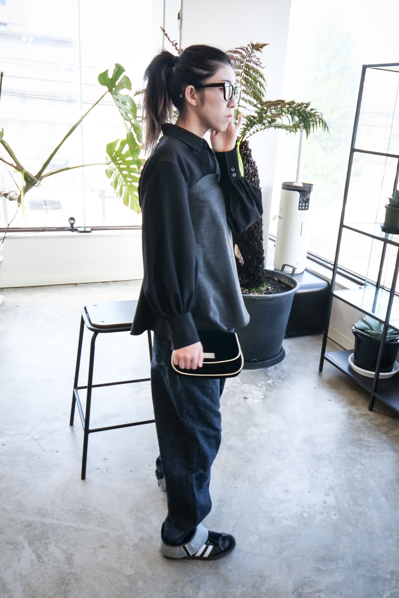 【MANOF】ビスチェ セット シャツ Black