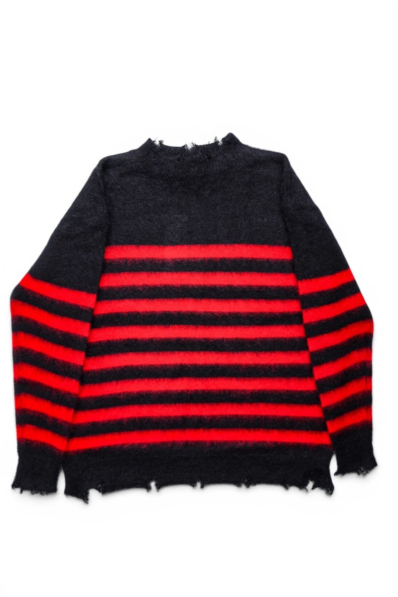 ランダム マリン ボーダーニット Random Marine Border Crashed Knit BLACKxRED