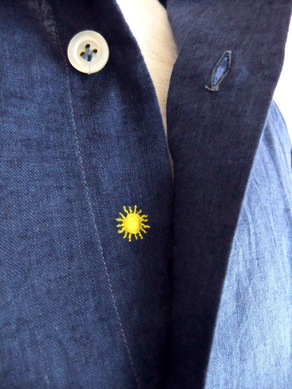 リネン/コットン シャツ (ネイビー)    VINCI FIT