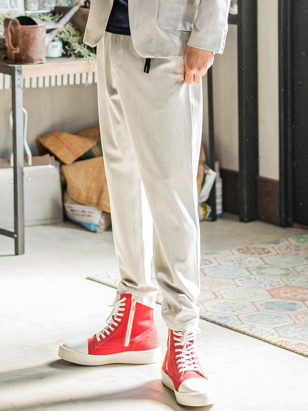 PAT WIDE EASY PANTS   ワイド イージーパンツ （グレー） RC31-ST-036