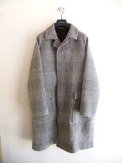 グレンチェック 比翼開き バルカラーコート