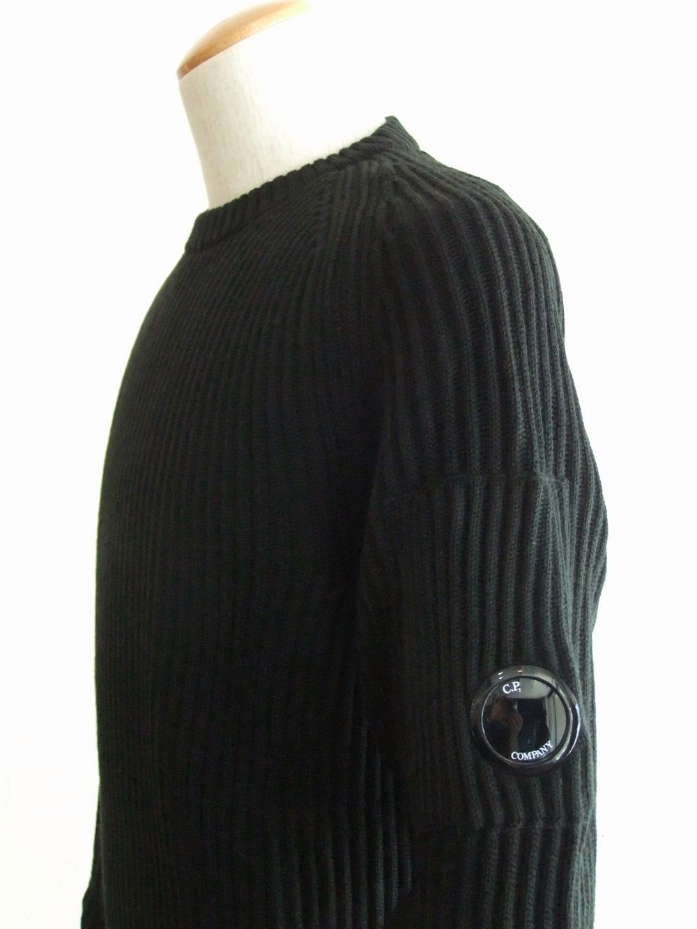 MERINO WOOL LENS SWEATER  リブ編みクルーネック セーター