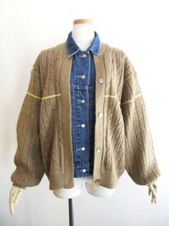 2WAY  アラン編みKNIT × Gジャン  (ベージュ)   BB25-718