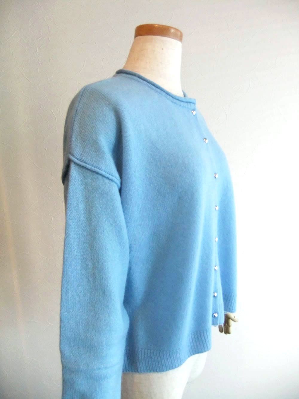 カシミヤ クルーネック カーディガン   （ブルー） 546945