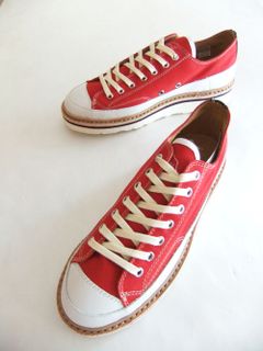 MATCH    キャンバス × レザー スニーカー (レッド)