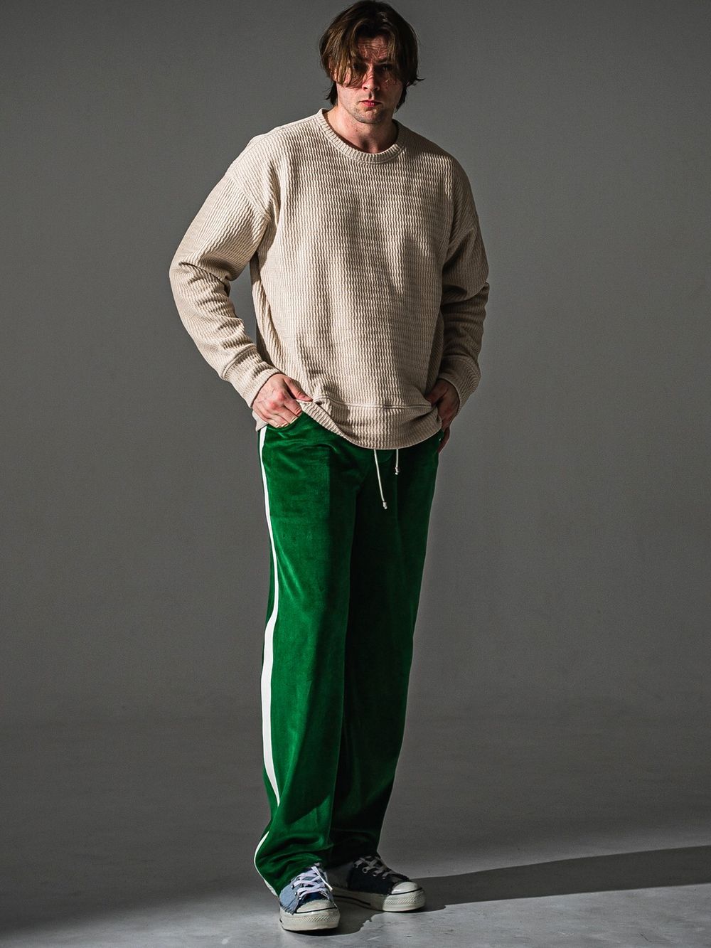 KNT LOOSE TRAINER  (ベージュ)   オーバー ニット トレーナー