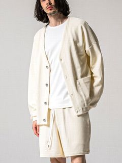 BLISTER KNIT C/D (オフホワイト)   ブリスターニットカーディガン