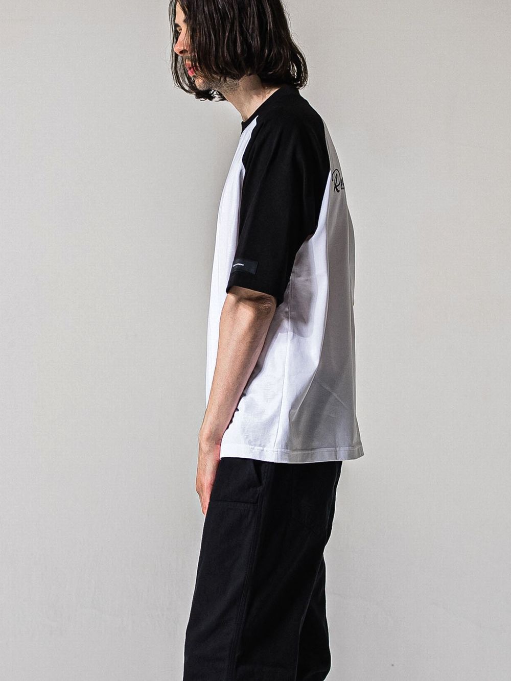 BACK RC RAGLAN OVER T  (ホワイト / ブラック)   グランスリーブオーバーTシャツ