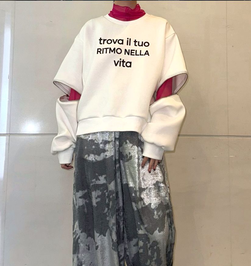 スリーブ ZIP デザイン 2WAY プルオーバー   （ホワイト）  MML108TEA