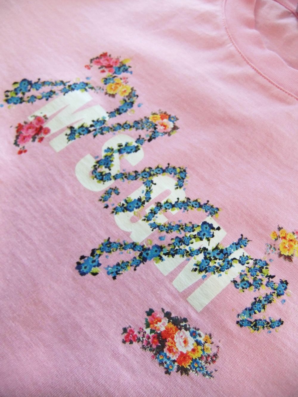 《LADIES》 SPRING ロゴ+フラワープリント コットン Tシャツ  (ピンク)  MDM170-217298-42