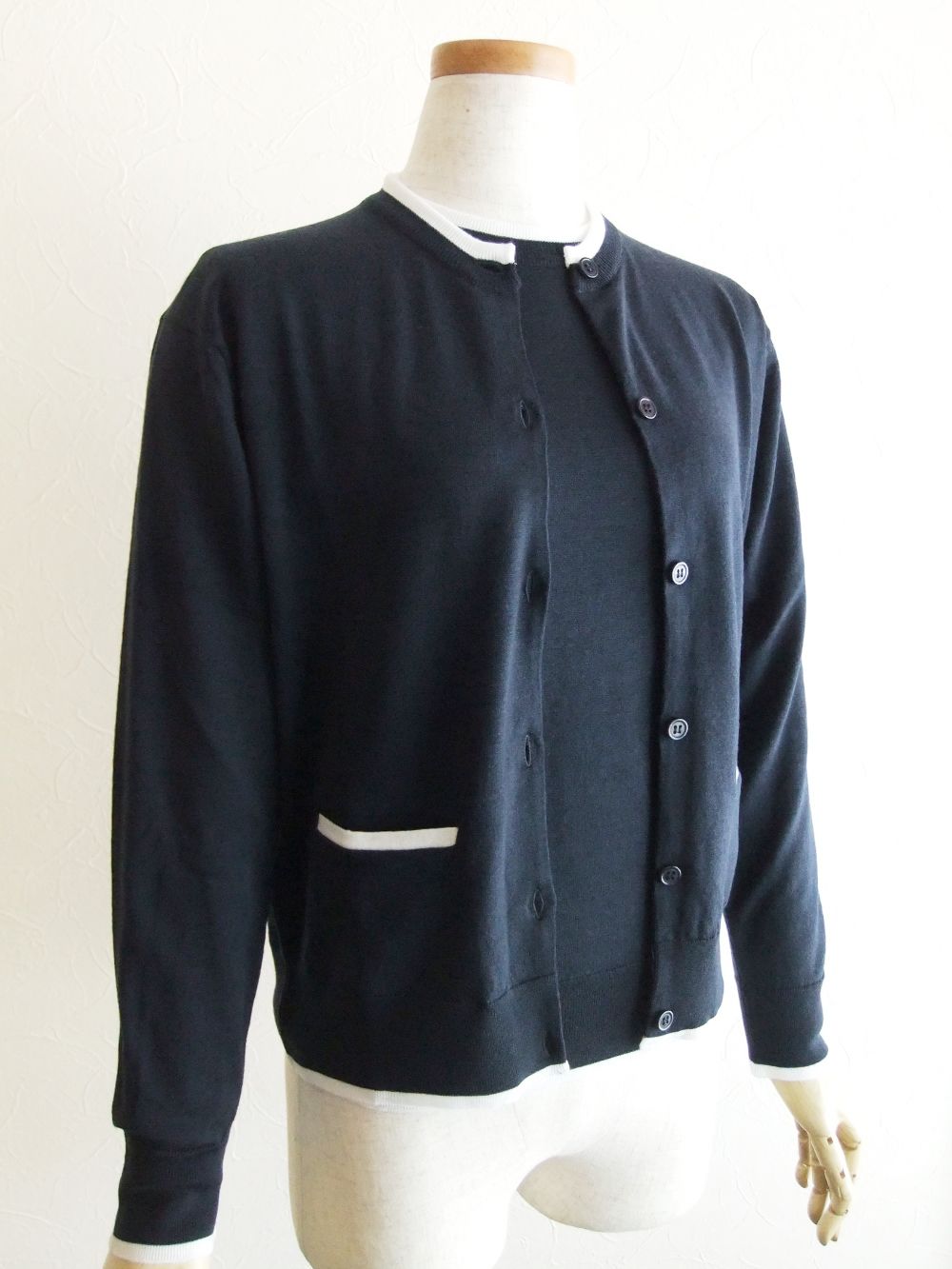 《LADIES》 A4596  30G ウール  9分袖 クルーネック ニット