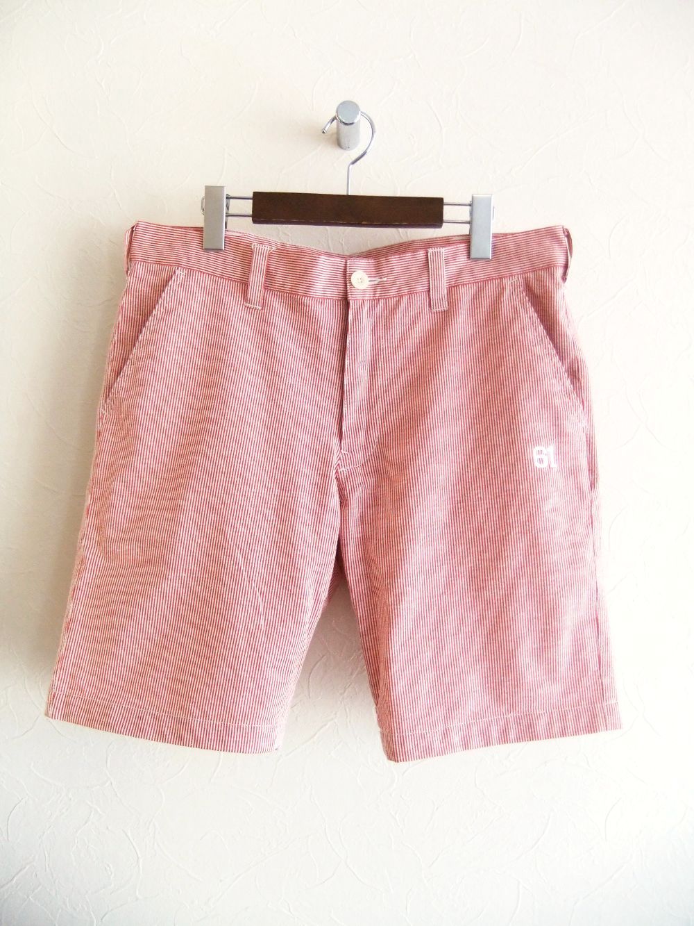 WASHINGTON SHORTS  (レッド) ストレッチ ストライプ柄 ハーフパンツ   RSM-25074