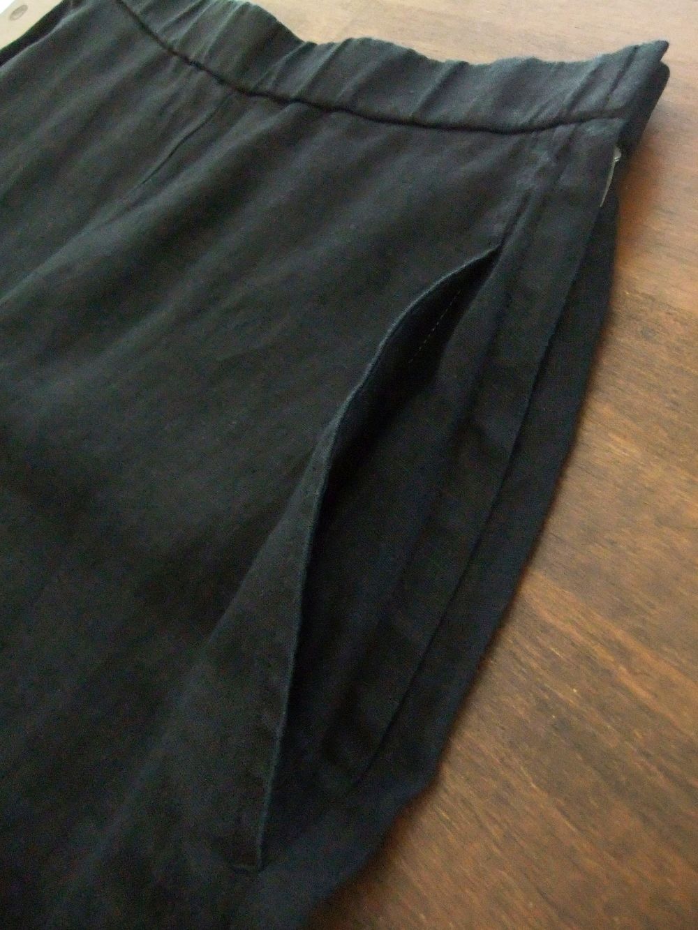 【Arumlily】 リネン ワイド マキシ丈 パンツ  (ブラック)  RP-70344