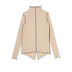 配色メロー モックネック 燕尾風 長袖 Tシャツ   （アイボリー）  MMF117TEC