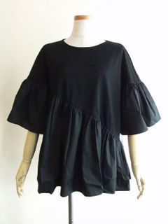 コットンブロード ドッキング ギャザー切替え Tシャツ   MM2216