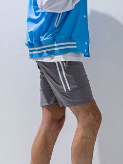 JOHNSON NYLON HP  (グレー)  ライン ナイロン ハーフパンツ