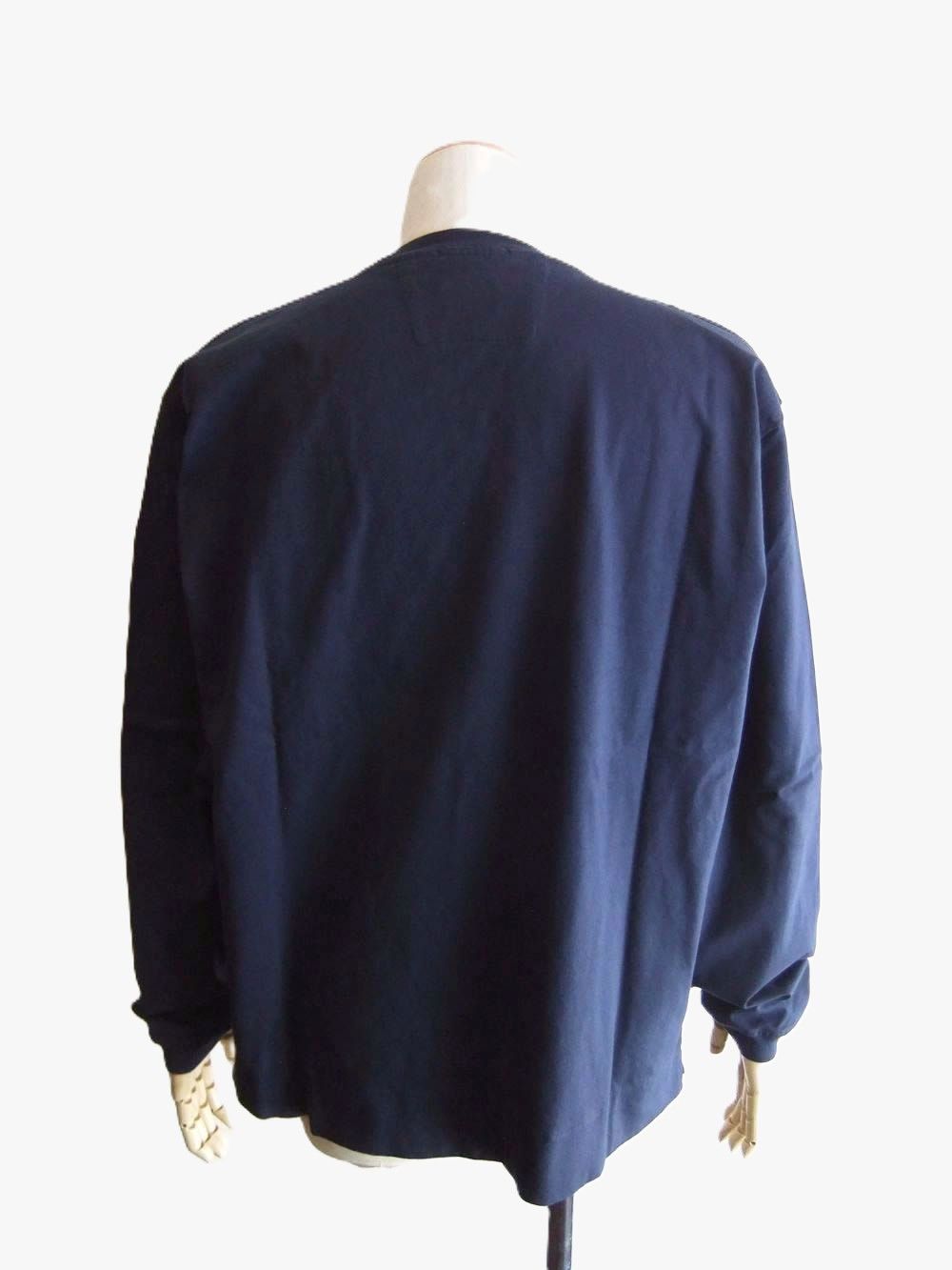 30/2 MERCERIZED JERSEY TWISTED LONG SLEEVE LENS TSHIRT  (ネイビー) クルーネック 長袖シャツ