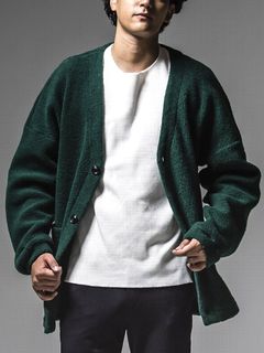 ANGOLA BOA PILE CARDIGAN  (グリーン)  アンゴラ ボアパイル カーディガン