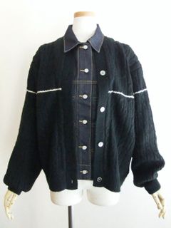 2WAY  アラン編みKNIT × Gジャン  (ブラック)   BB25-718