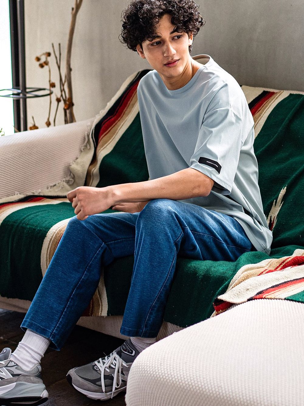 NYLON OVER T  (ブルー)   ナイロンオーバーTシャツ