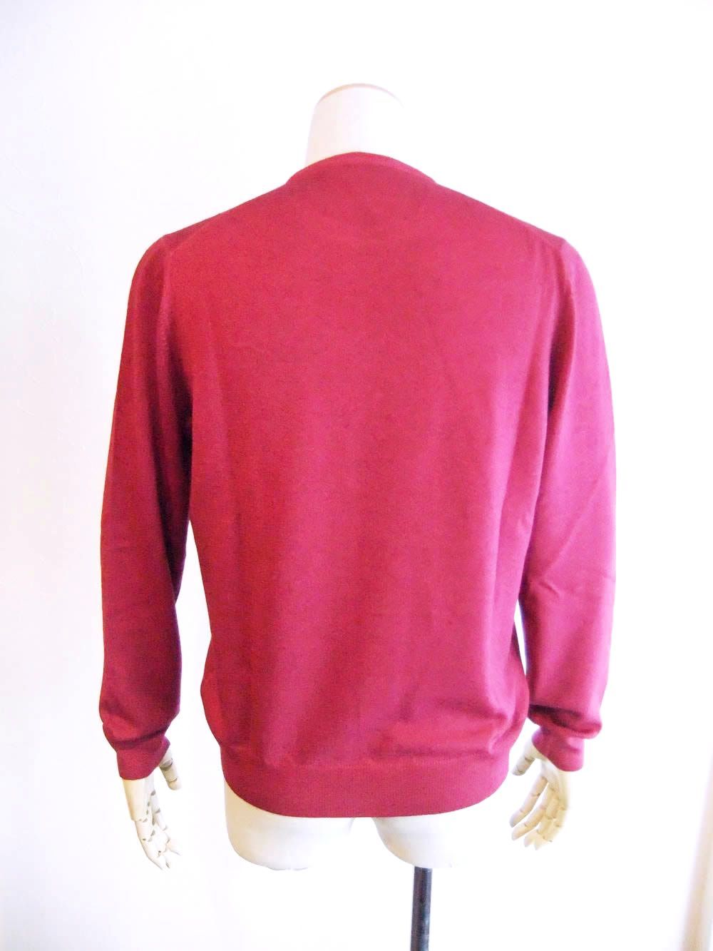 12G ウール クルーネック ニット  (ボルドー)