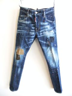 DARK WARM PATCH WASH SKATER JEANS  スケーター ジーンズ   S74LB1158