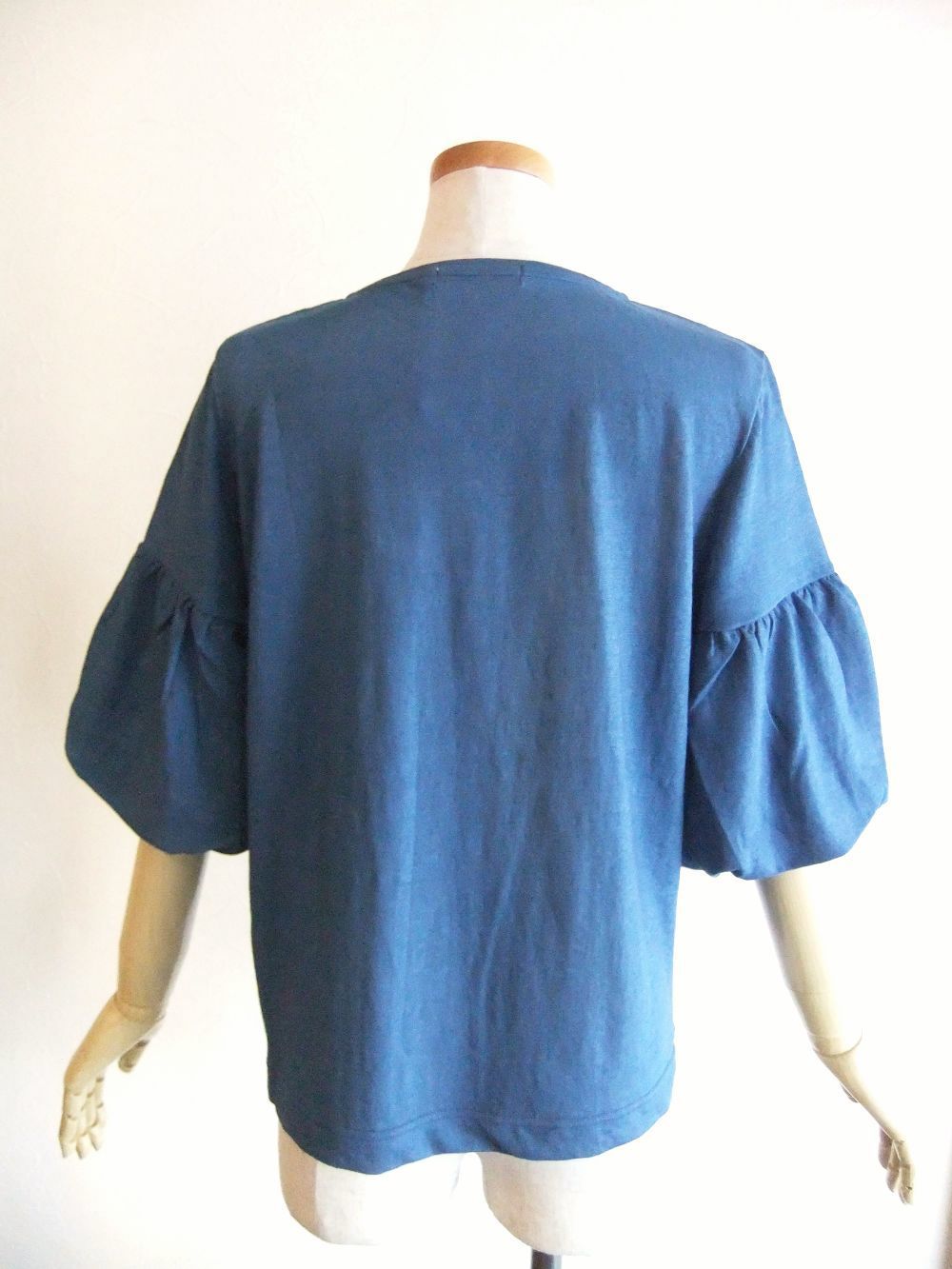 【jeune】 パフスリーブ コットン ラメ Tシャツ  (ブルー) J145817M