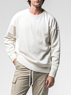 VELOURS FLEECE THERMAL LOOSE TRAINER  (ホワイト)  裏起毛 ルーズトレーナー