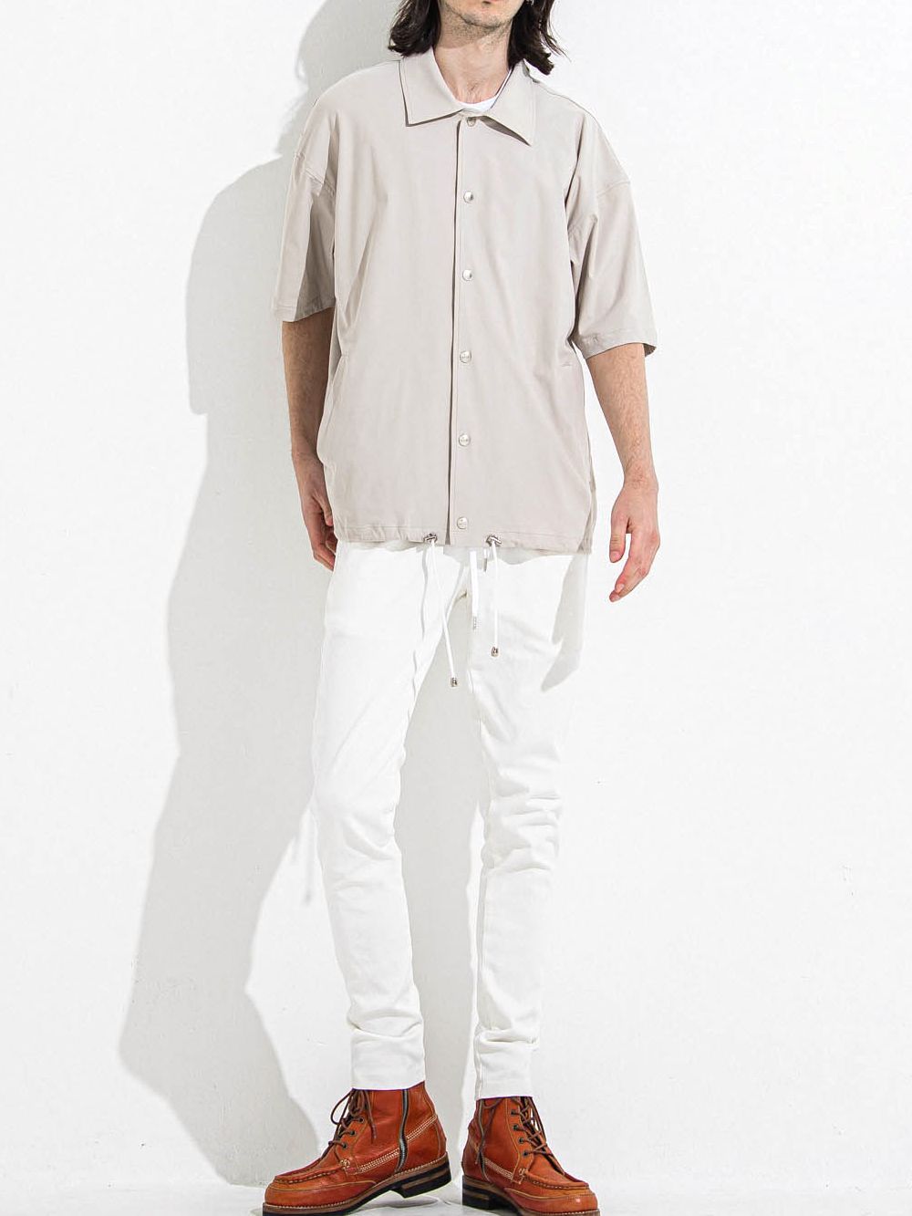 NYLON HALF COACH JACKET  ハーフスリーブ コーチジャケット （グレージュ）