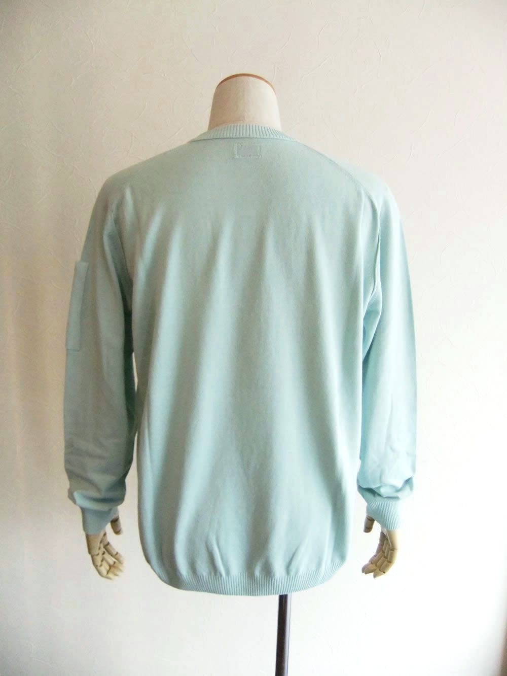 COTTON CREPE CREWNECK LENS SWEATER  (ブルー） コットン クルーネック セーター