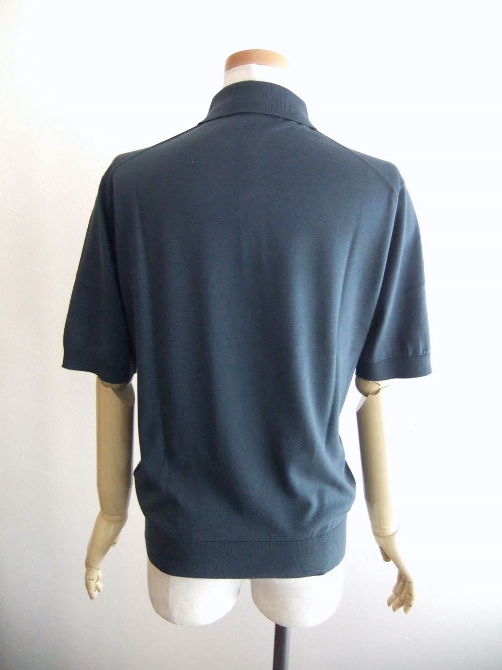 《LADIES》 JILL  30G コットン 半袖 ニットポロシャツ  (ネイビーグレー) 【COMMON FIT】