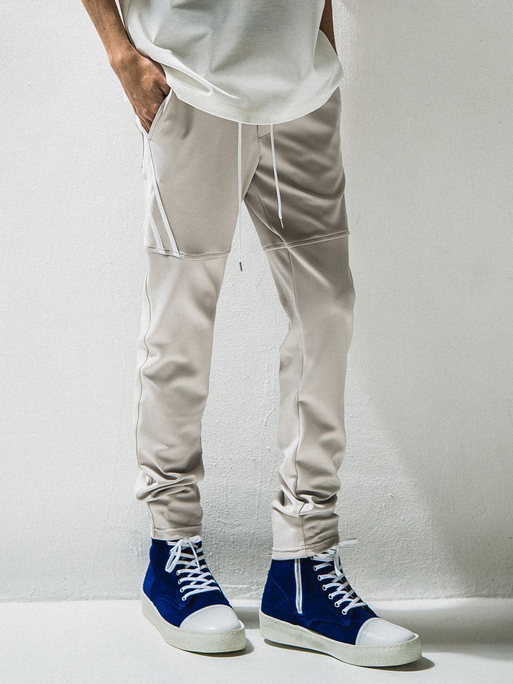 TYLER LINE  PANTS  ライン ナイロン パンツ (オフホワイト×ホワイト)