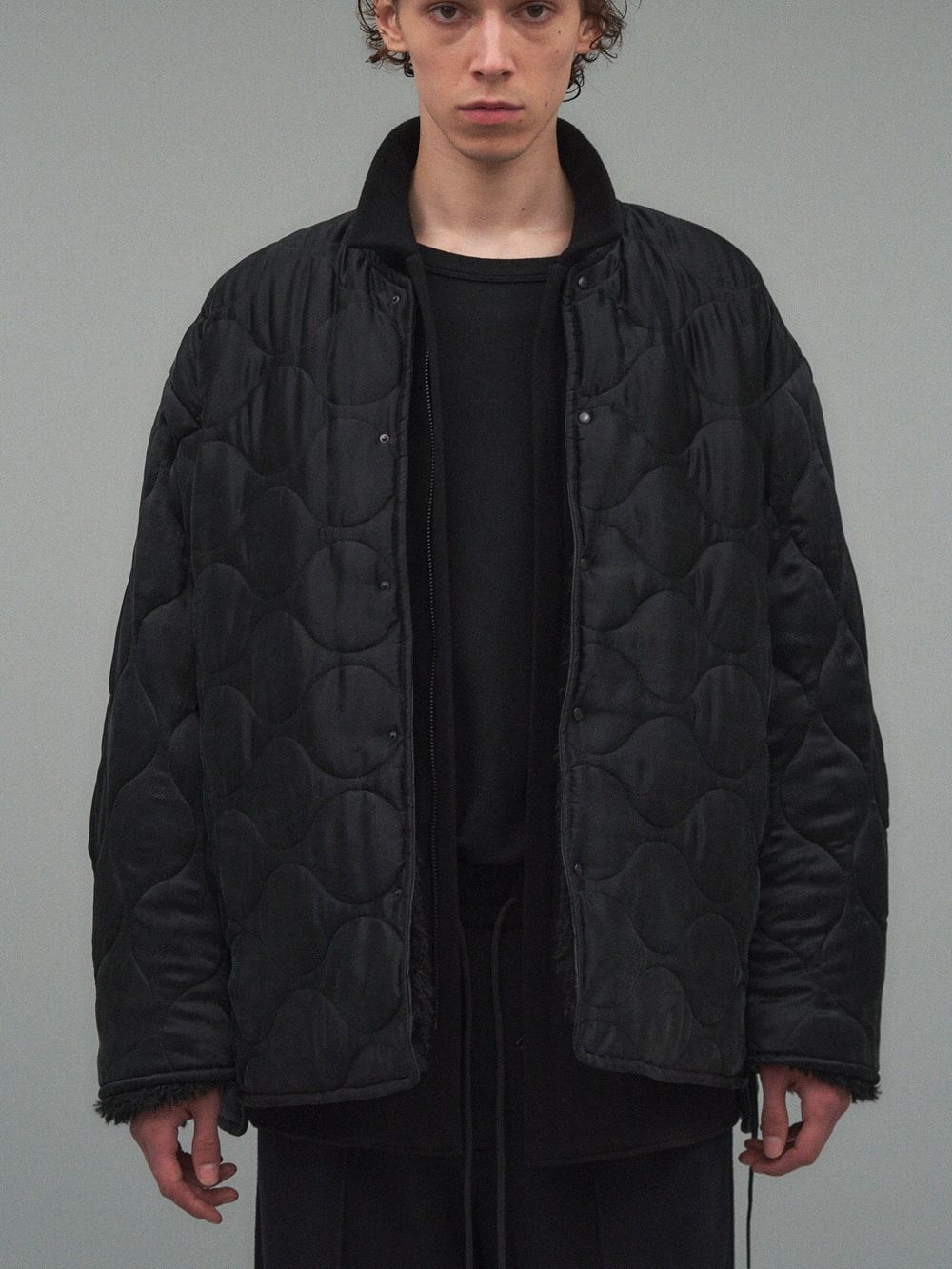 ノーカラー キルティング ブルゾン